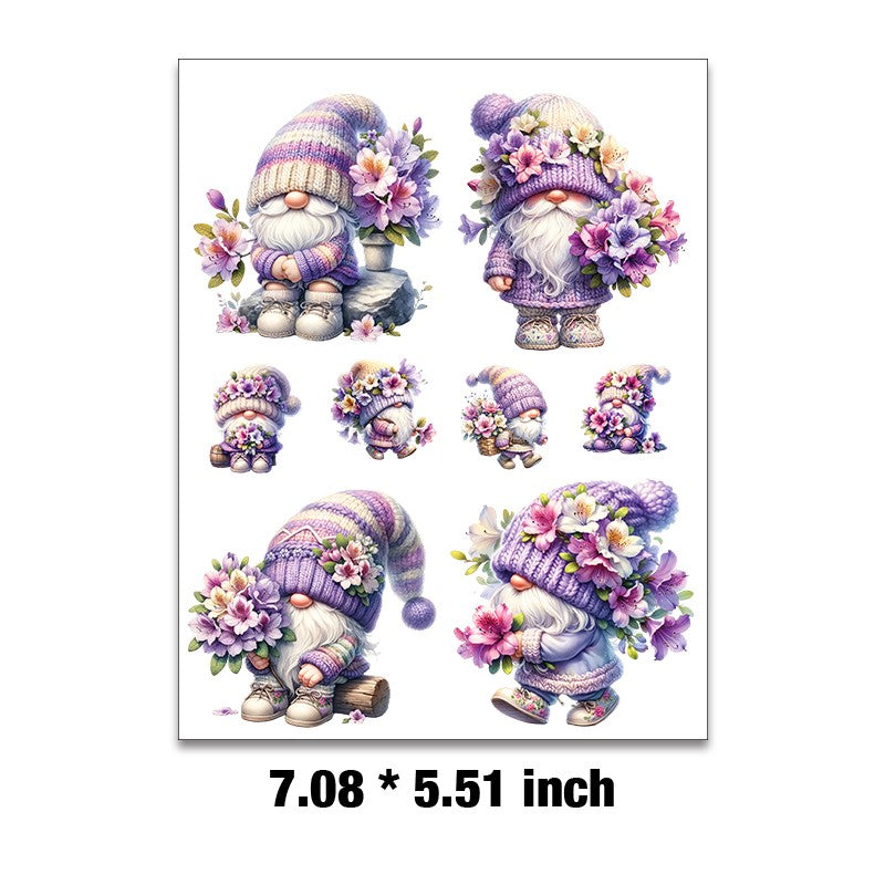 E-1- Purple gnome Embossed sticker 1 Pcs
