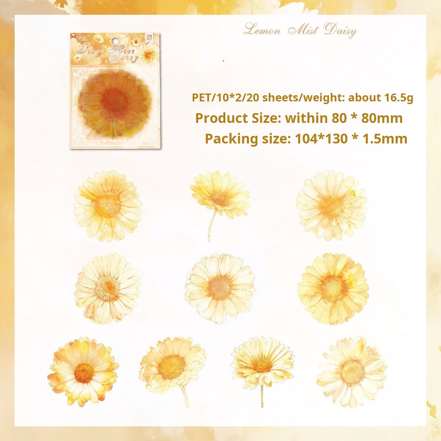 Flowers PET sticker -20Pcs each pack