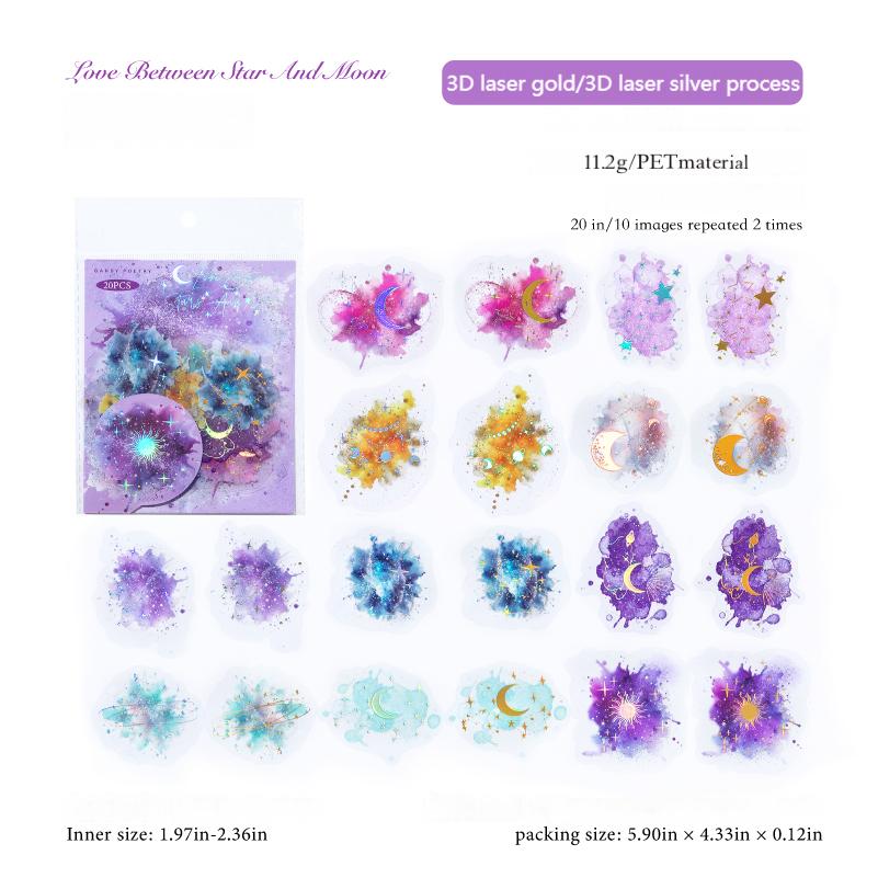 Watercolor smudge PET Sticker -20Pcs each pack