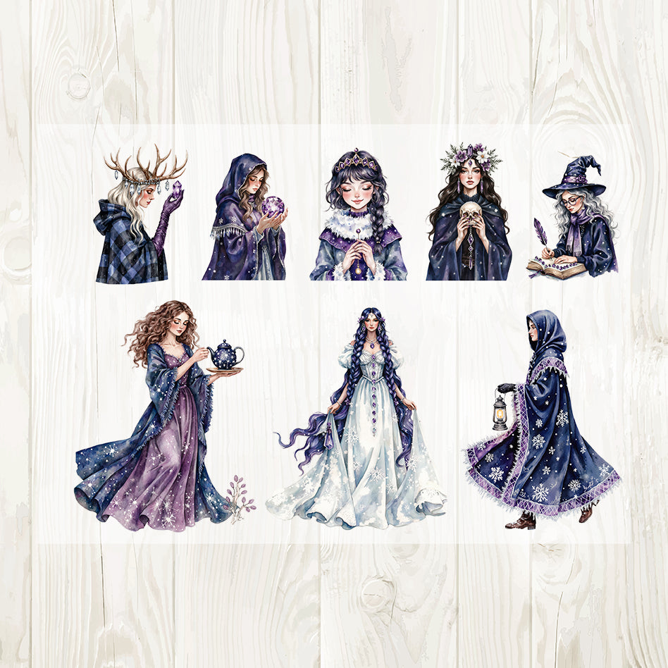 Purple Witch sticker sheets overlapped