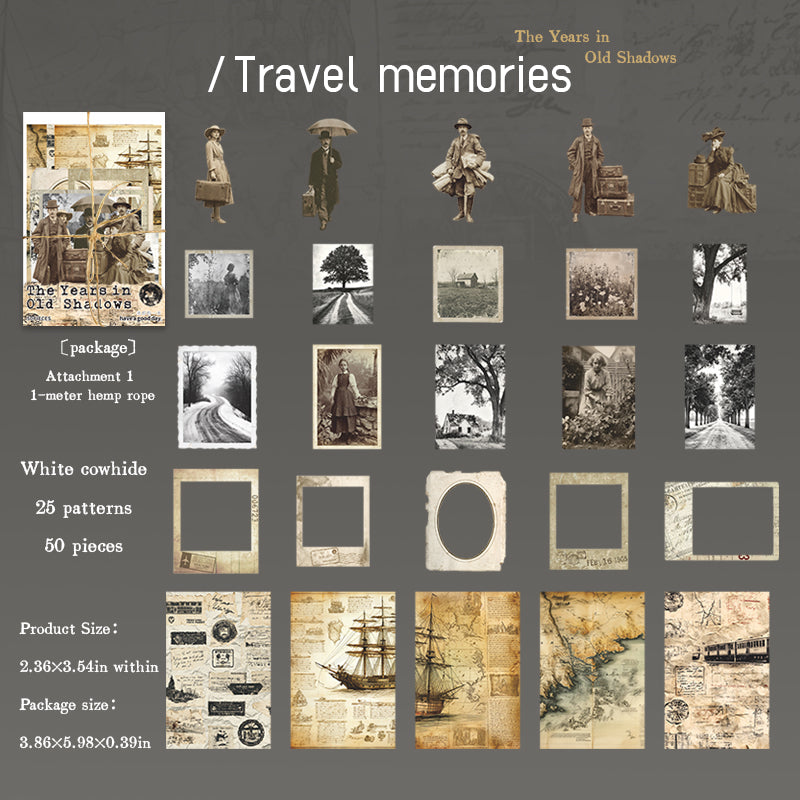Vintage photo Solid sticker -50Pcs each pack