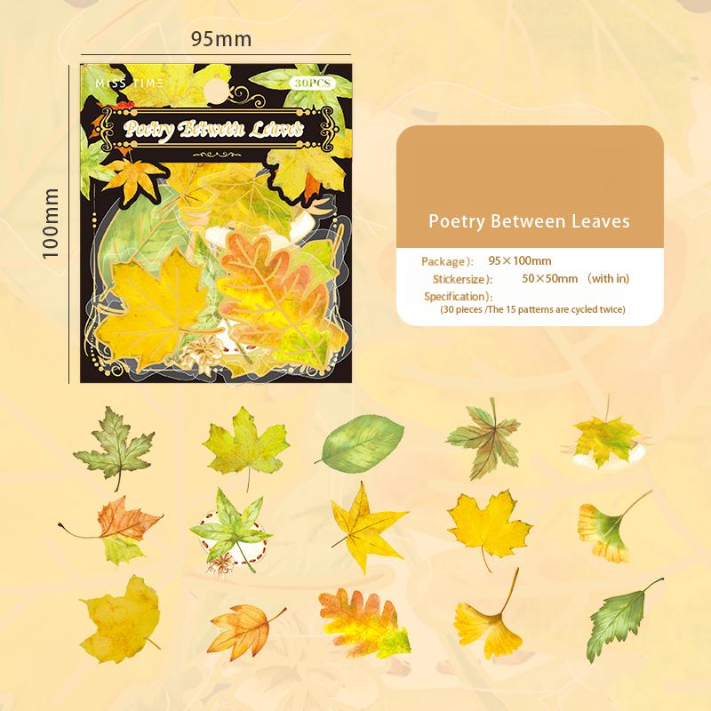 0918 Maple leaf PET Sticker -15Pcs each pack
