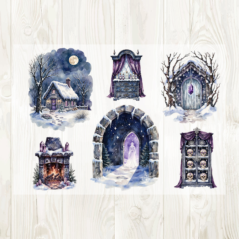 Purple Witch sticker sheet laid flat