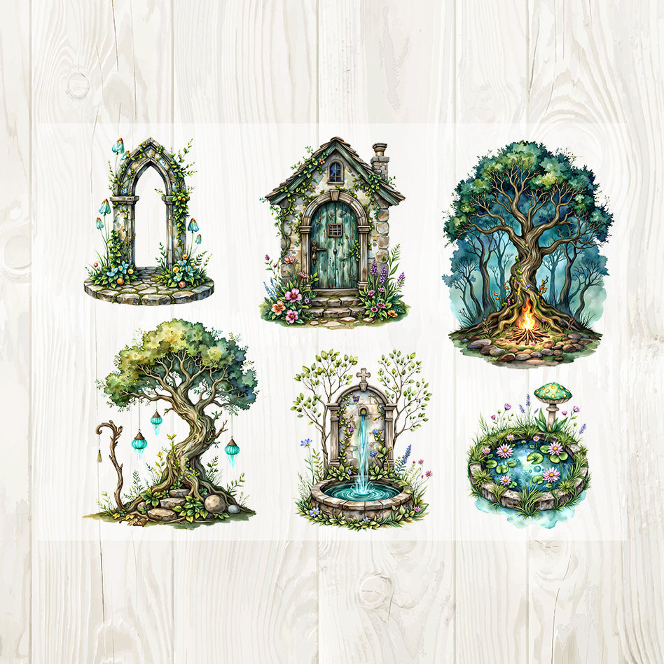 Green Magic Forest sticker sheet laid flat
