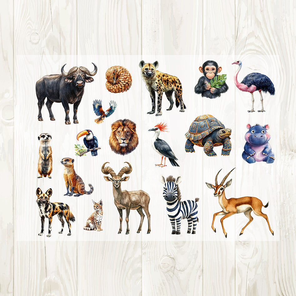 A4 Animal matte PET pre-cut large sticker 1 pack 2 sheets