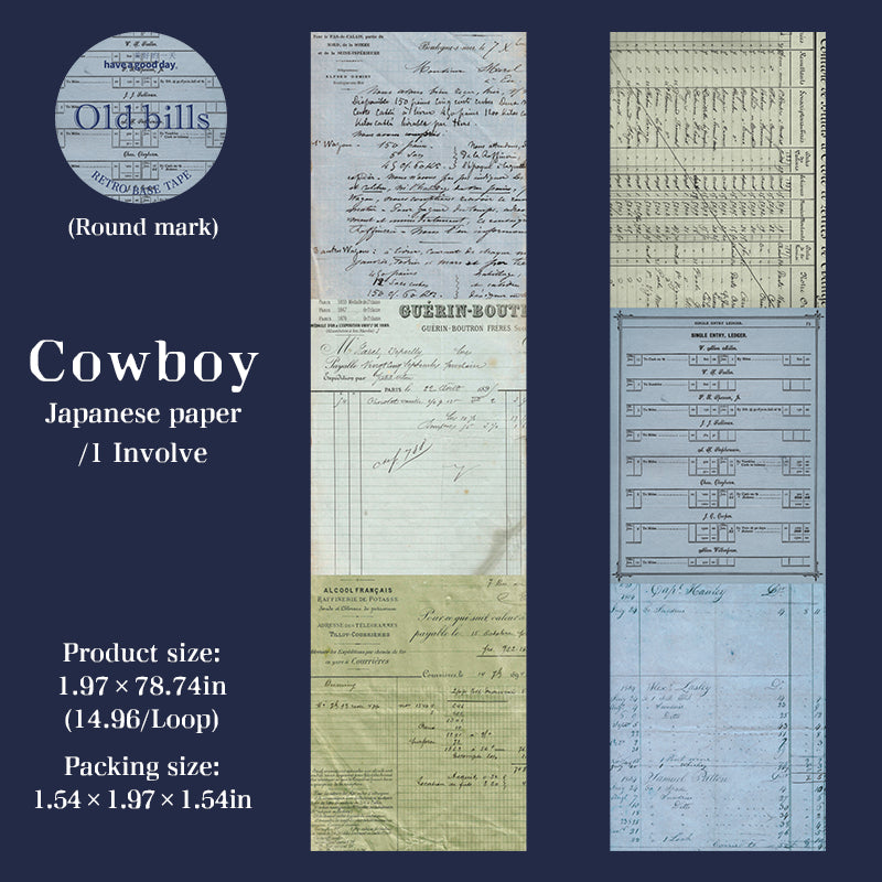 Old bills Washi Tape -5cm*2m
