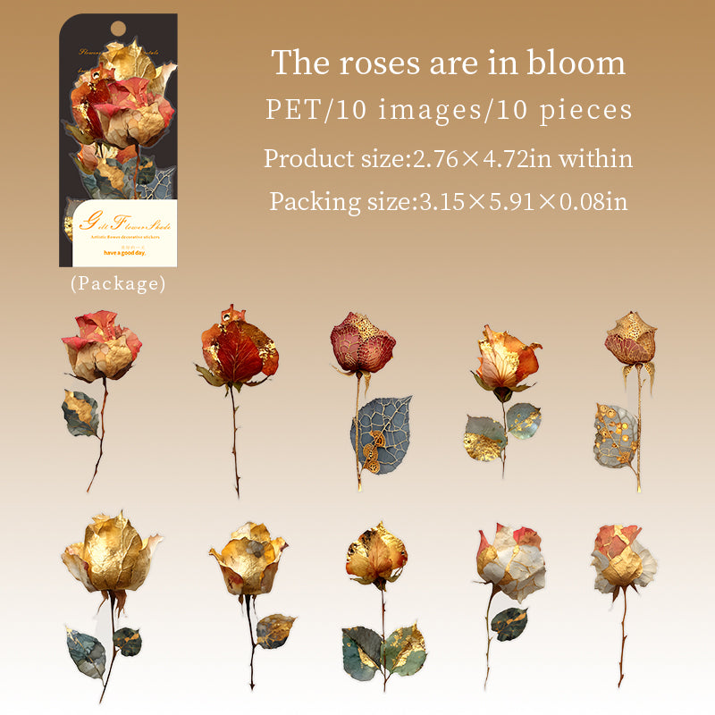 Flowers PET Sticker -10Pcs each pack