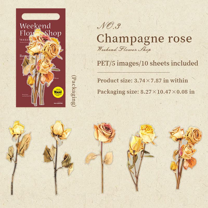 Roses PET sticker large size -10Pcs each pack