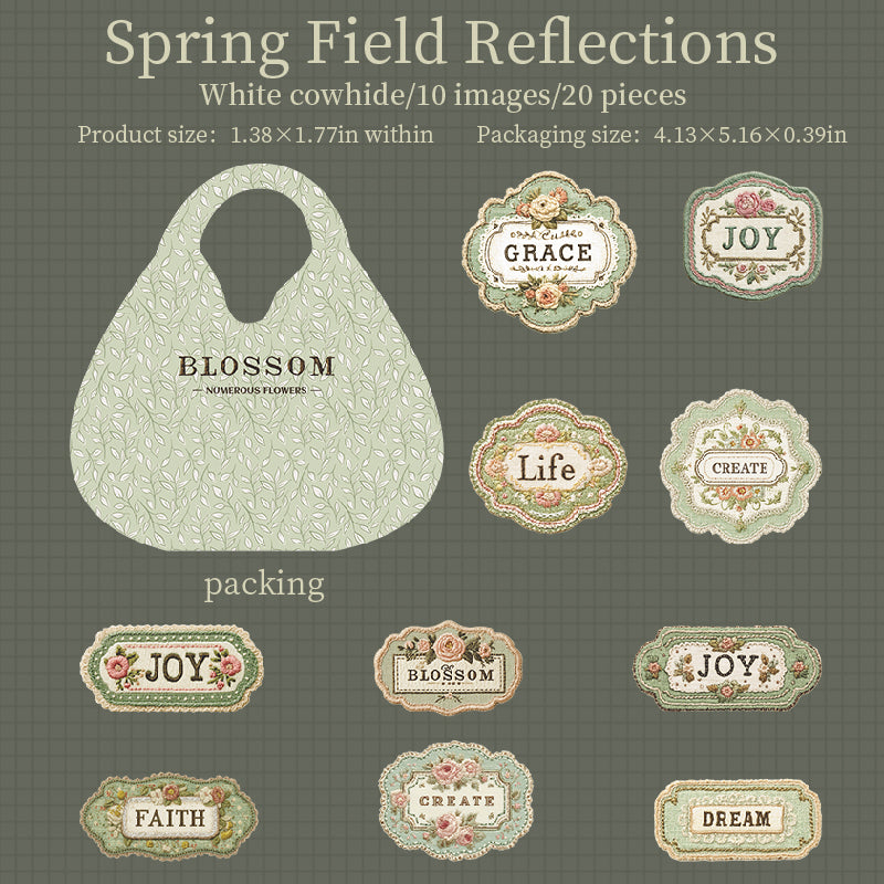0914 Floral embroidery label Solid Sticker -20Pcs each pack