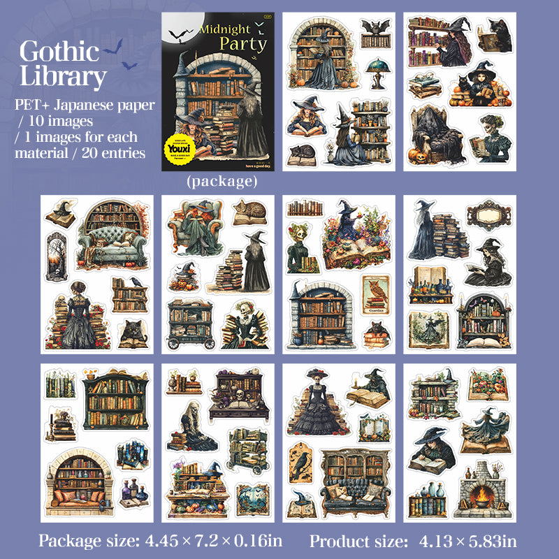 Midnight party PET & Washi sticker book -20Pcs each pack