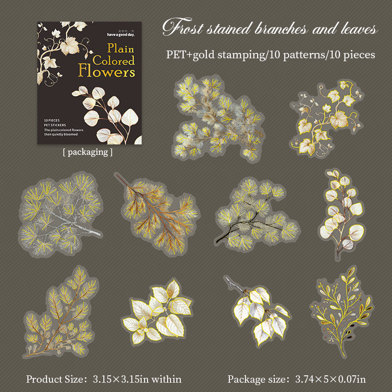 Plain flowers PET sticker -10Pcs each pack
