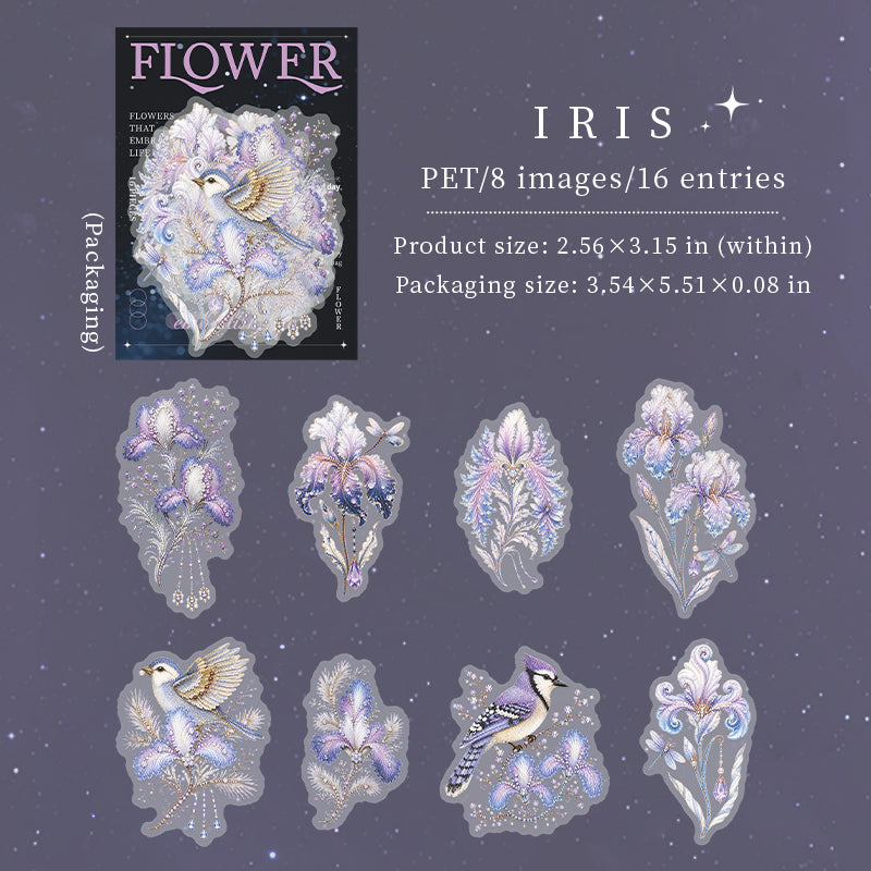 Flower PET Stickers -16Pcs each pack