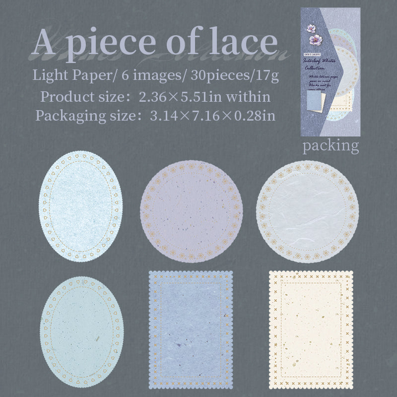Interleaf whites Collection paper -30Pcs each pack