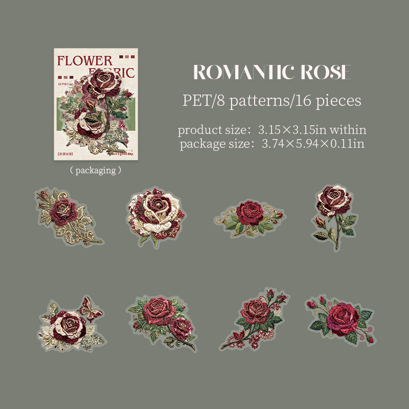 Flower Fabric PET Stickers -20Pcs each pack