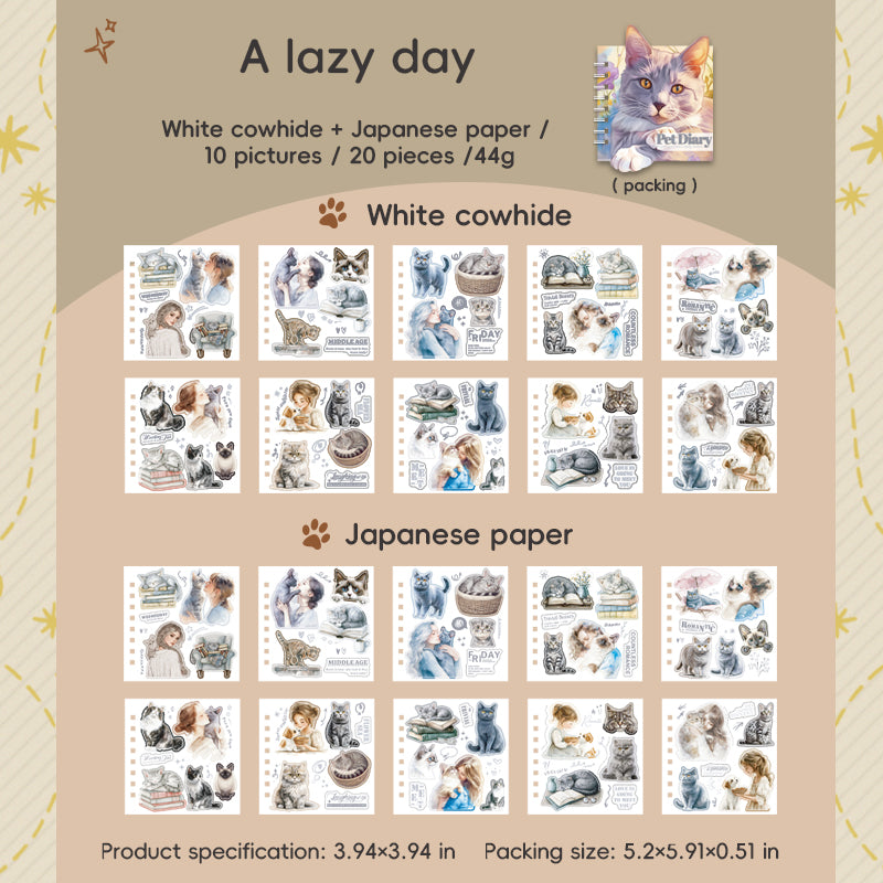 Pet diary Washi & Solid Sticker Book -20Pcs each pack