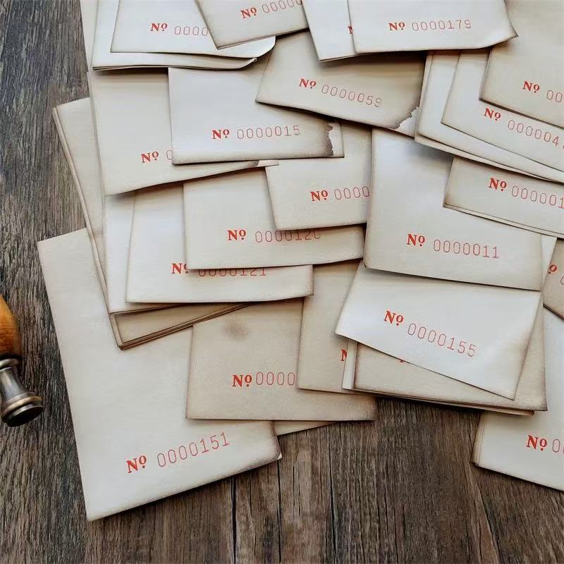 Vintage Numbered Memo Hand-Dyed Paper -10Pcs each pack (Random Numbering)