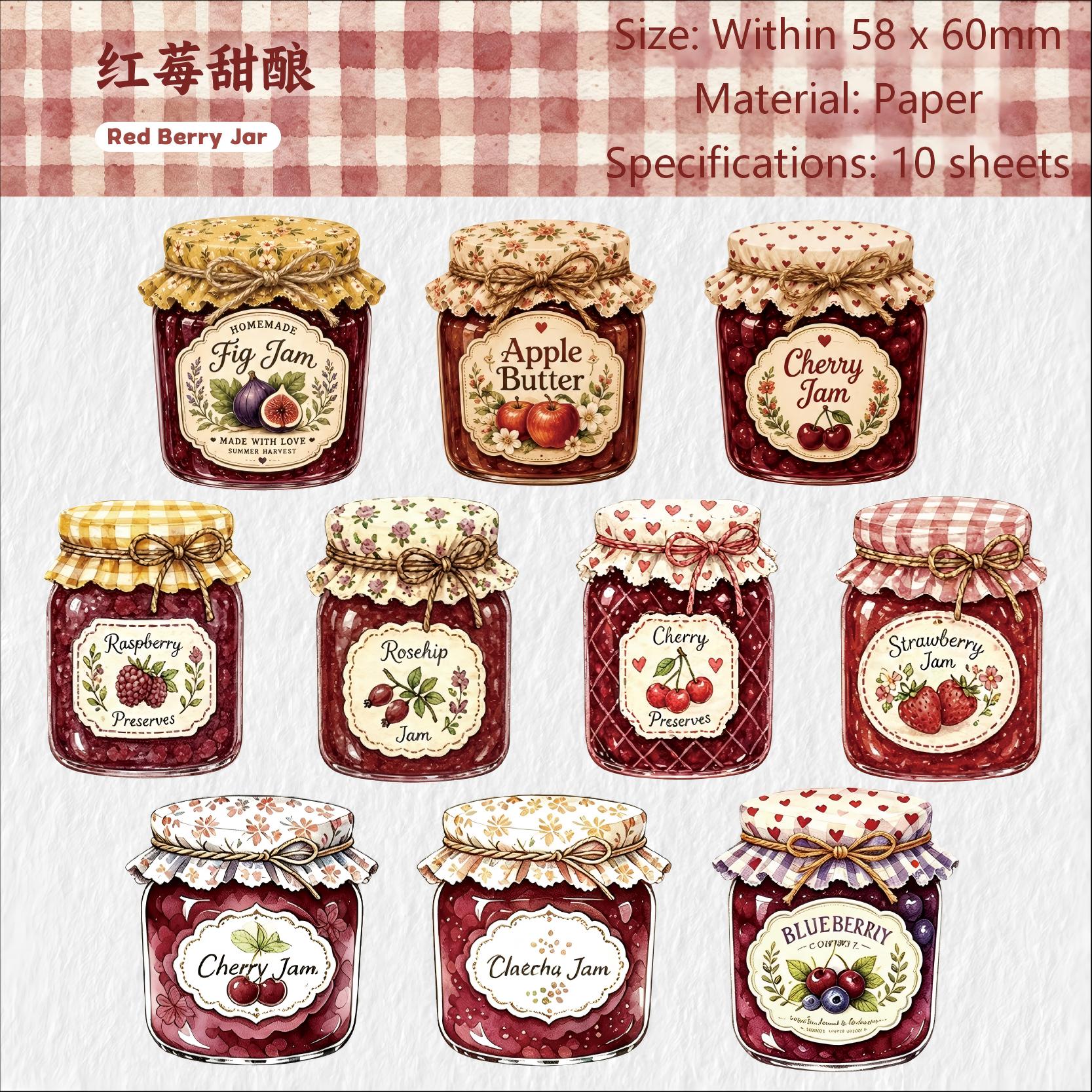 Honey Jar Jam Solid Stickers -10Pcs each pack