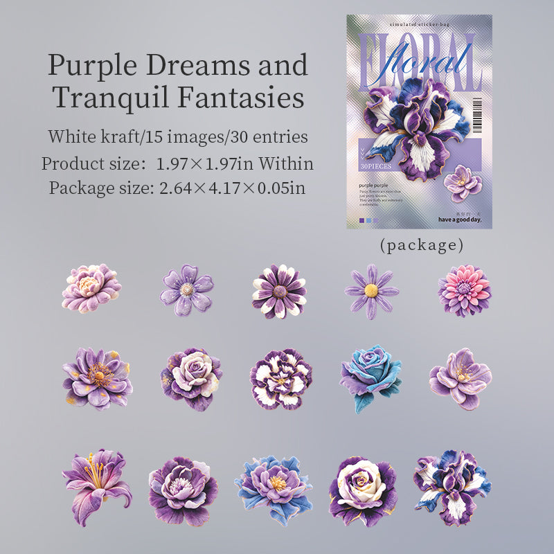 Velvet Flower solid Stickers -30Pcs each pack