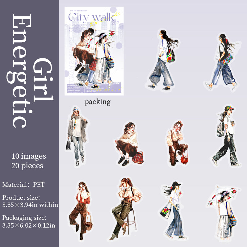 0510 City walk PET Sticker -20Pcs each pack