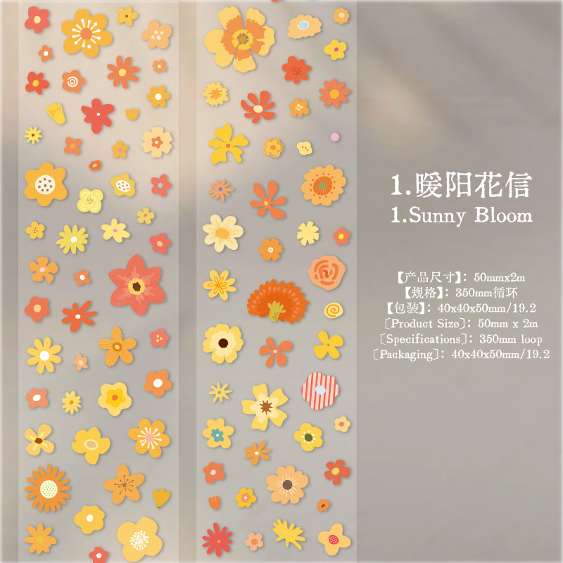 Glazed Floral Vellum paper Tape (5cm x 2m)