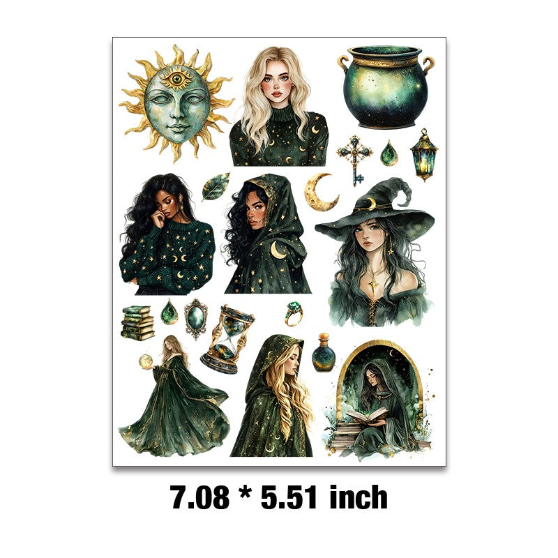 Magic witch Embossed sticker 1 Pcs