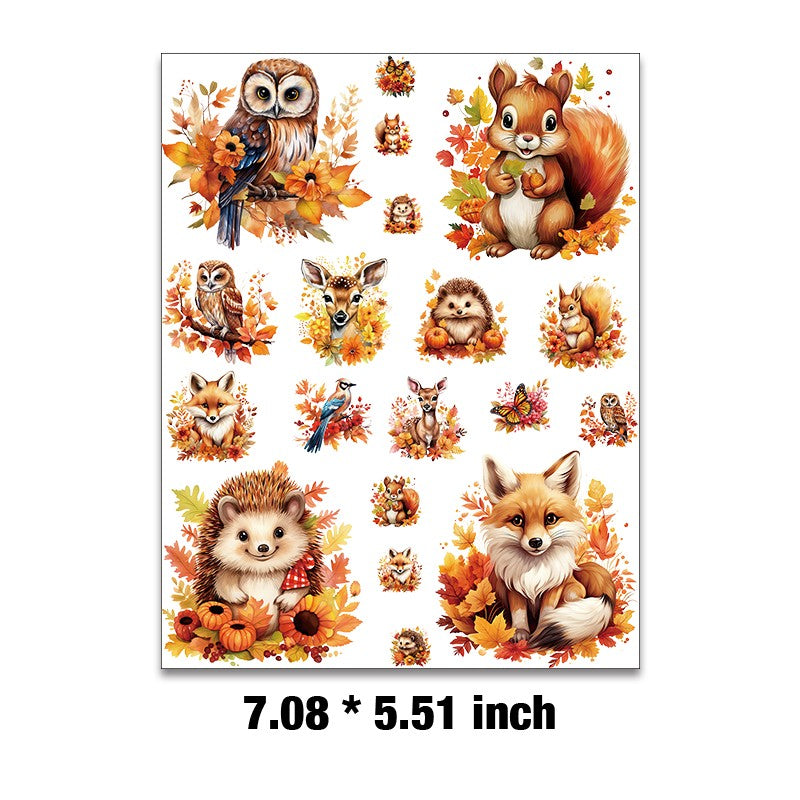 Autumn Animals collection Embossed sticker 1 Pcs