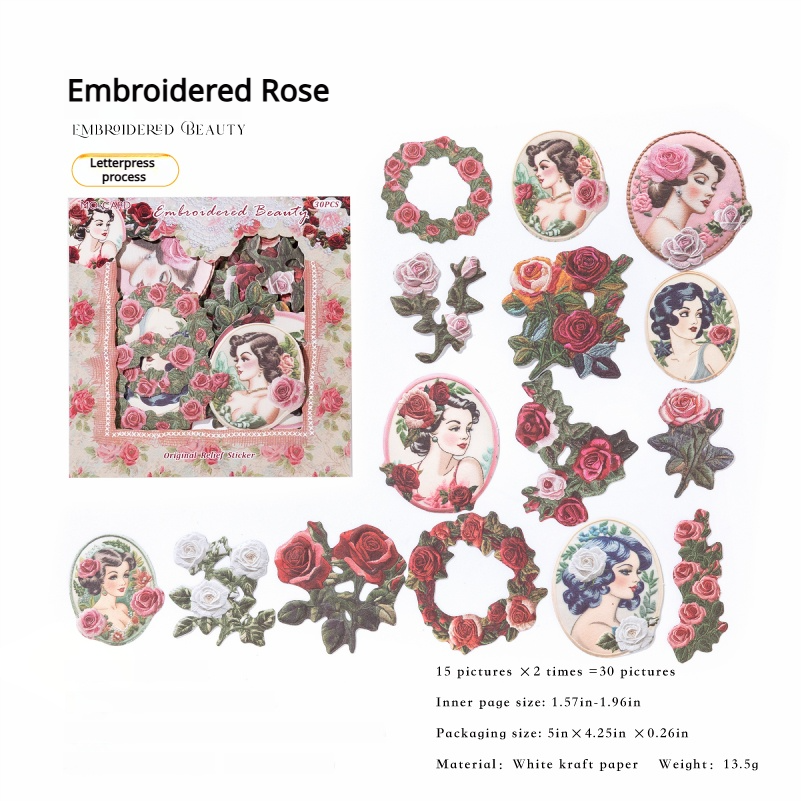 Embroidery Solid sticker -30Pcs each pack
