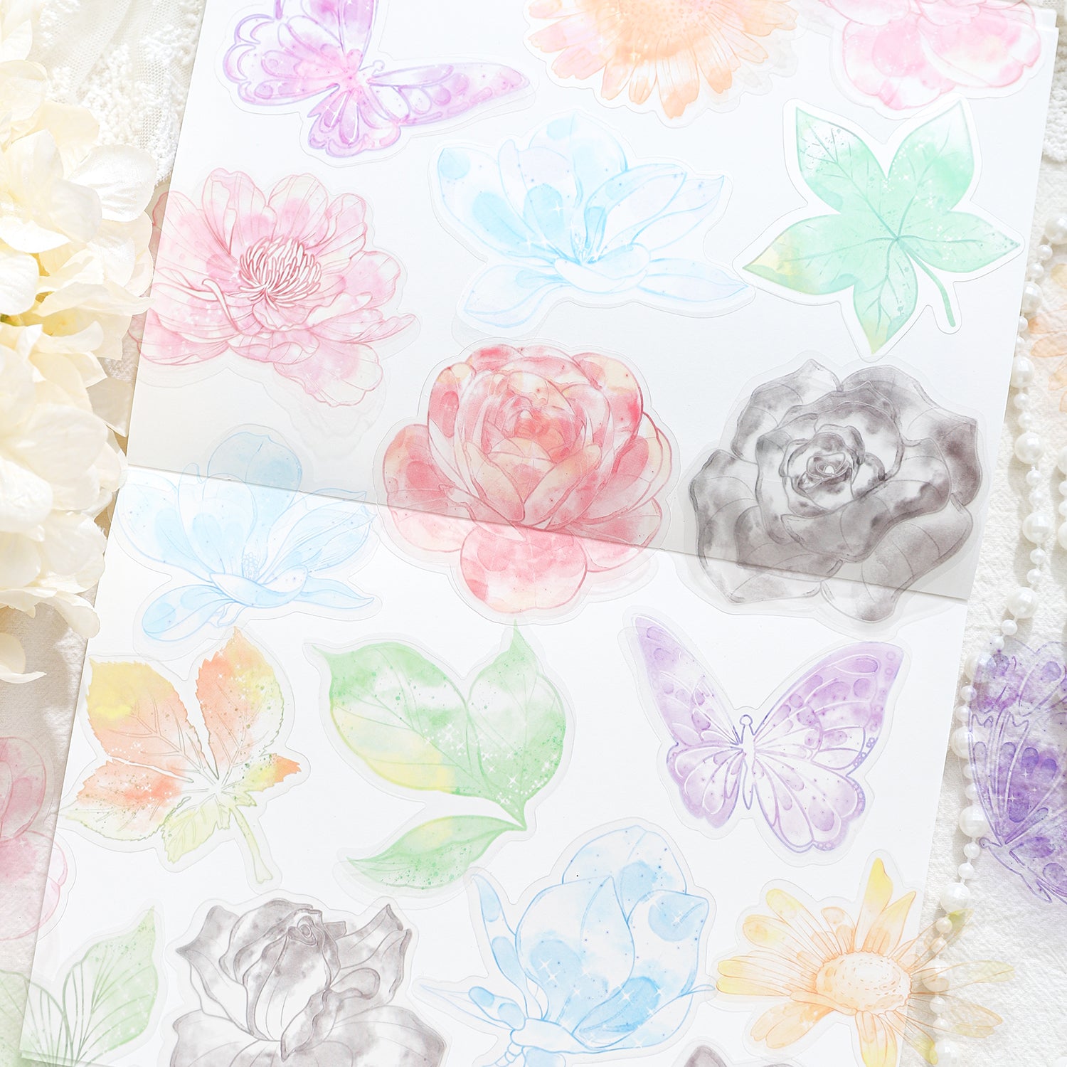 0614 Watercolor flowers PET sticker -20Pcs each pack