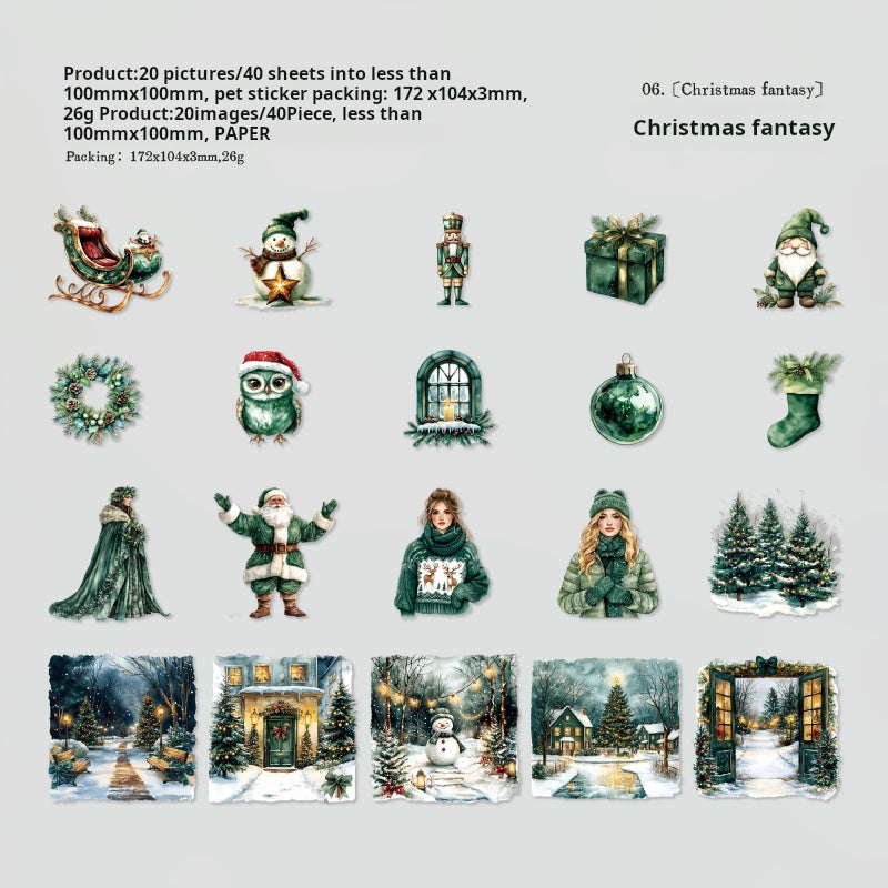 Merry Christmas PET Sticker -40Pcs each pack