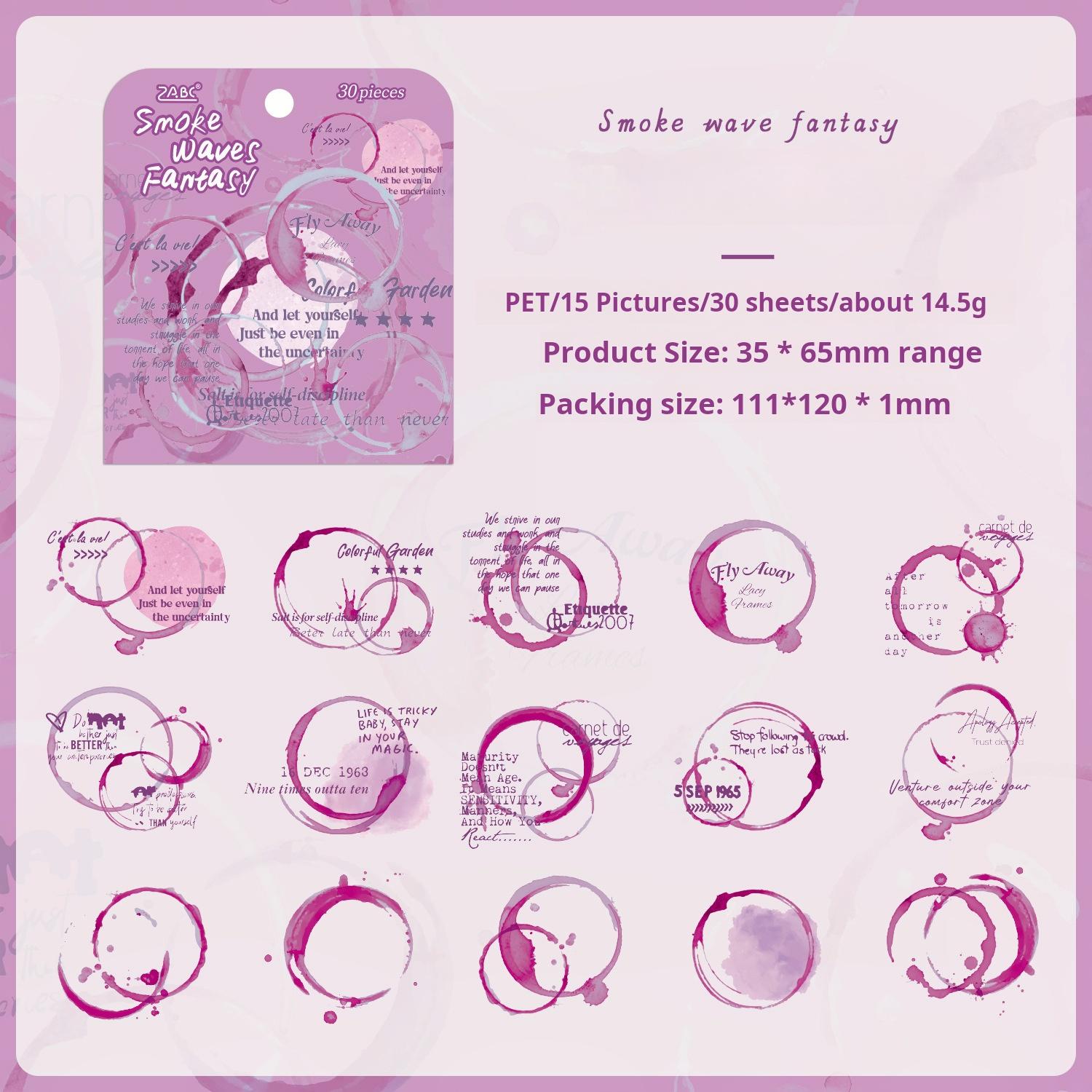 Colorful round frame PET Sticker -30Pcs each pack