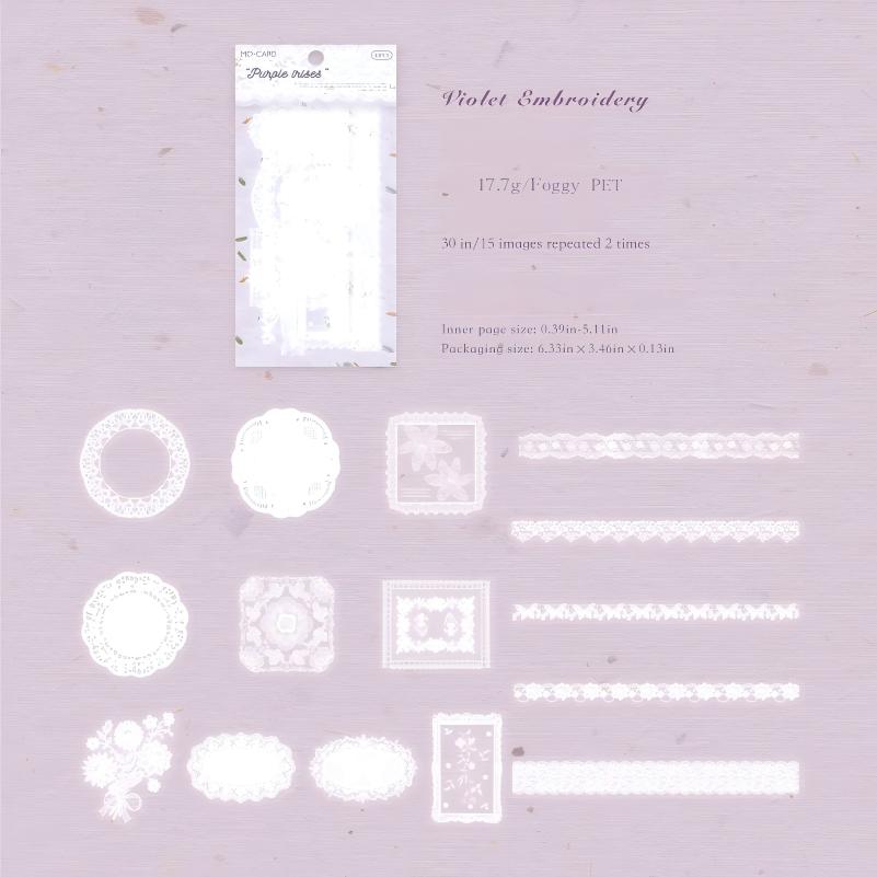 Lace PET Sticker -30Pcs each pack