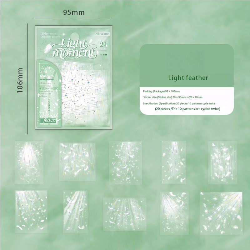 The moment of light falling PET sticker -20Pcs each pack