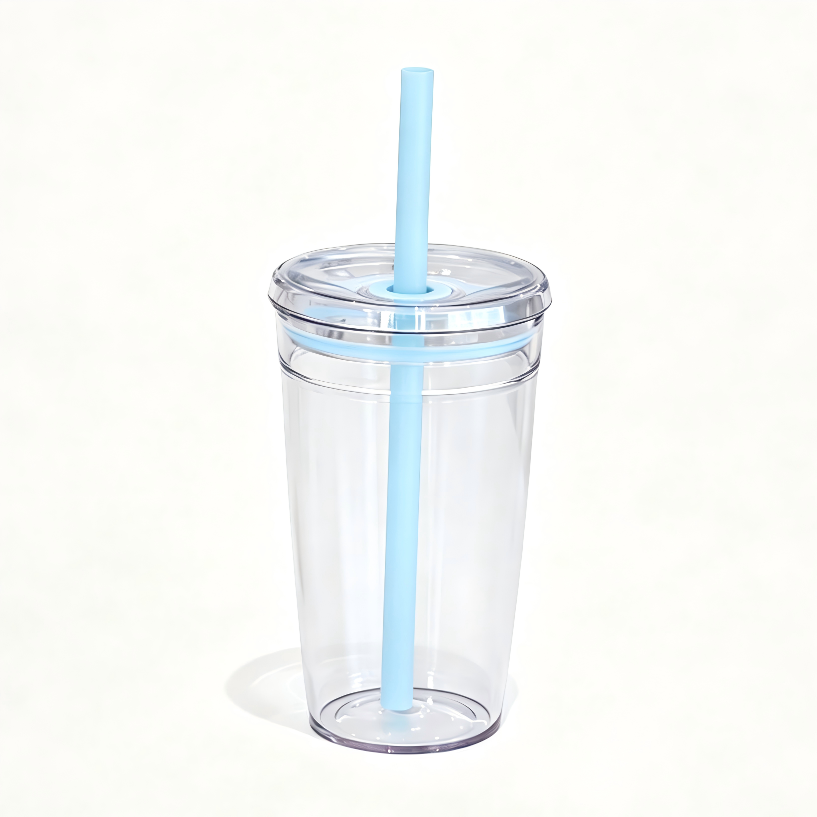 16oz Blank Clear Acrylic Tumbler with Lid & Color Straw – Perfect for Vinyl DIY