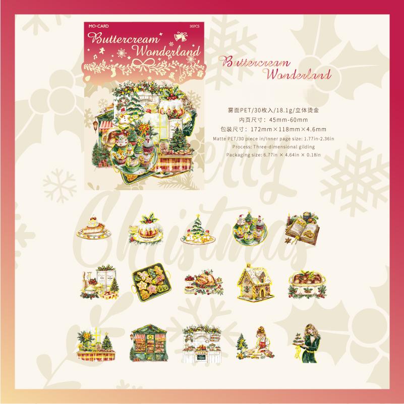 Christmas PET Sticker -30Pcs each pack