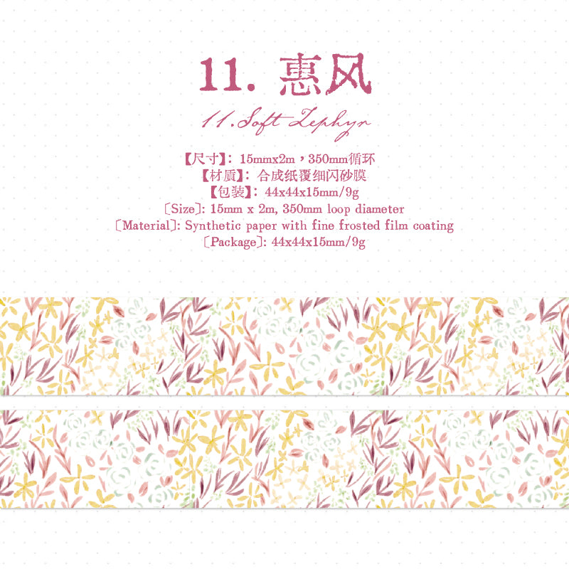 Light Salt Floral Tales Paper Tape (1.5cm x 2m)