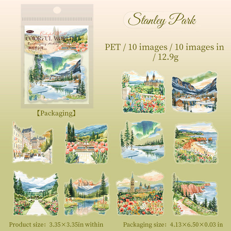 Colorful world PET Sticker -10Pcs each pack