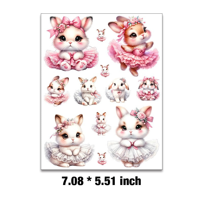 E-109- Bunny ballet Embossed sticker 1 Pcs