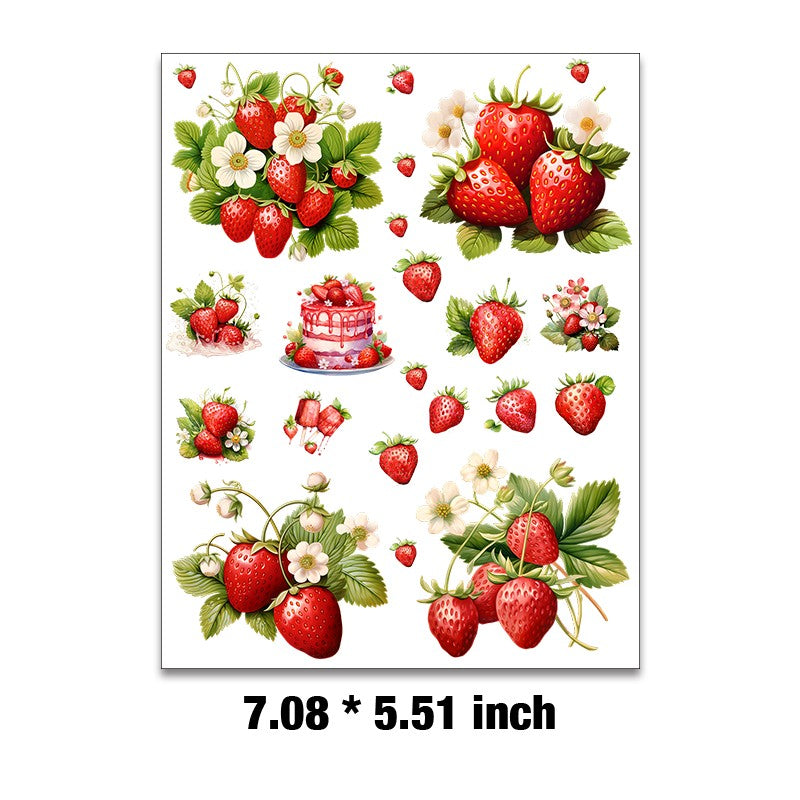 E-110- Strawberries Embossed sticker 1 Pcs