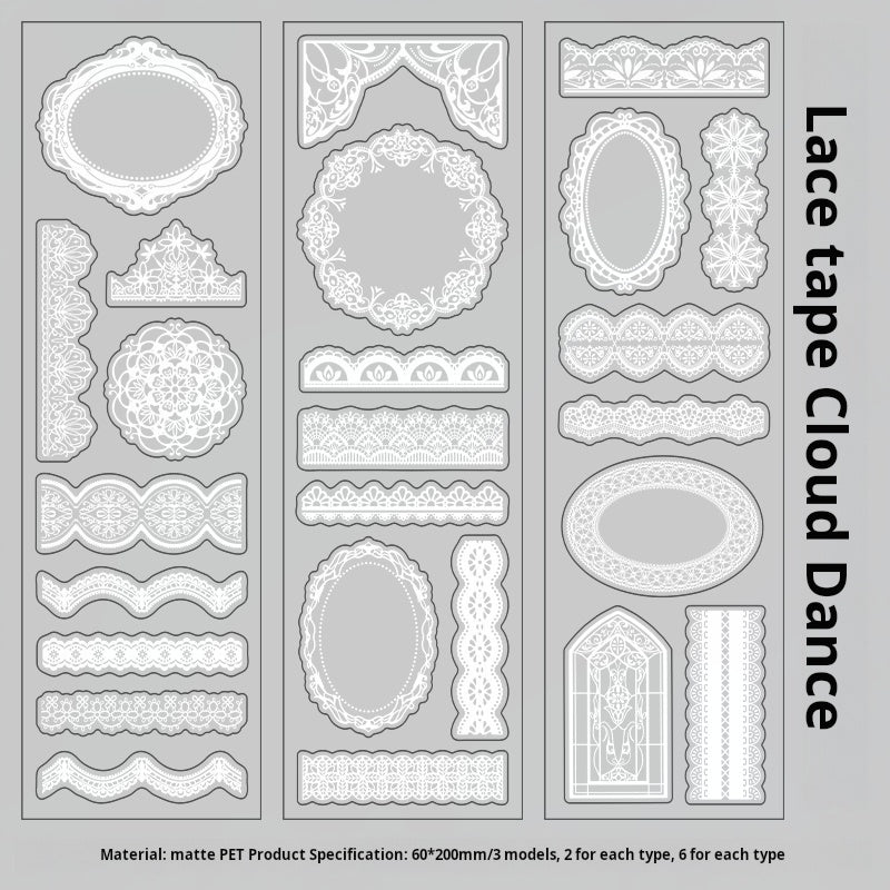 Lace PET Sticker -6Pcs each pack