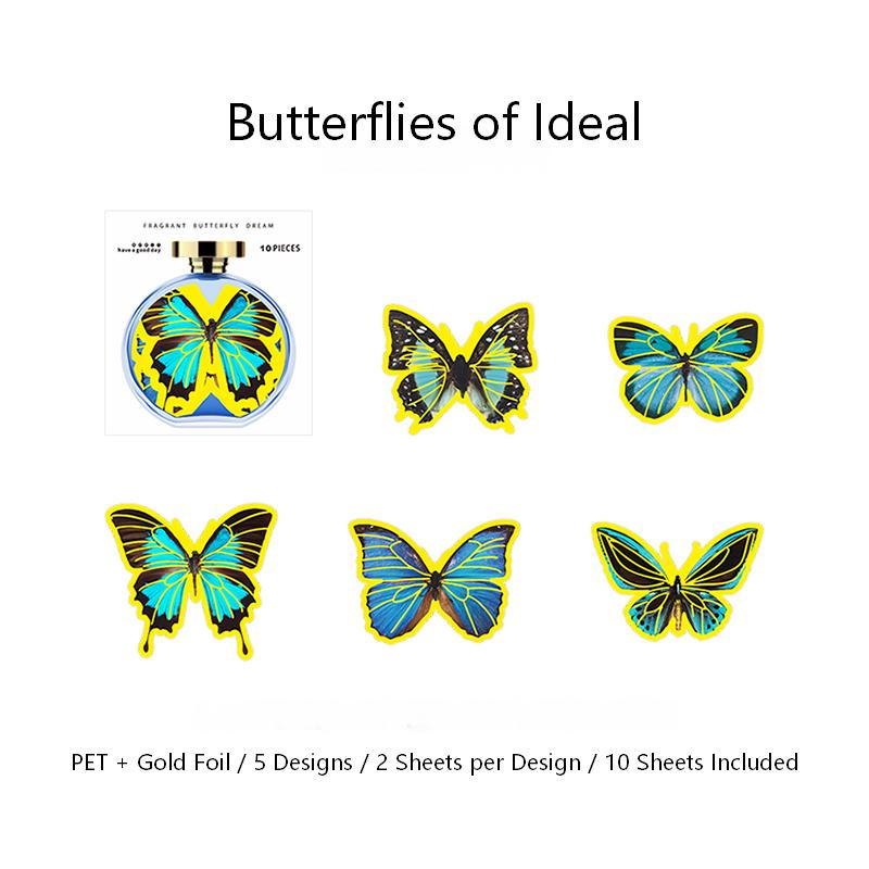 Scented Butterfly Dream PET Stickers -10Pcs each pack
