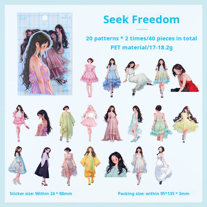 Girls PET sticker -40Pcs each pack