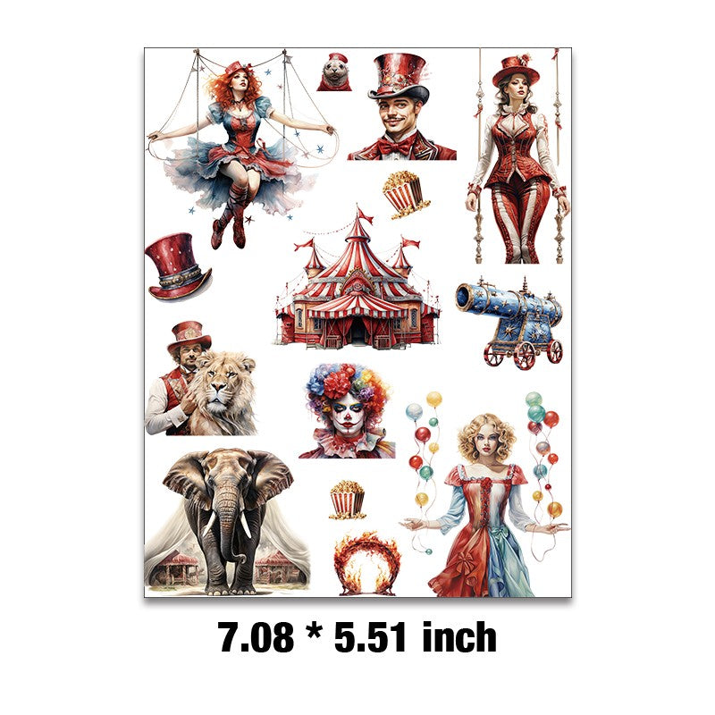 E-120- Circus collection Embossed sticker 1 Pcs