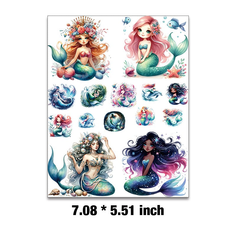 E-121- Mermaids Embossed sticker 1 Pcs