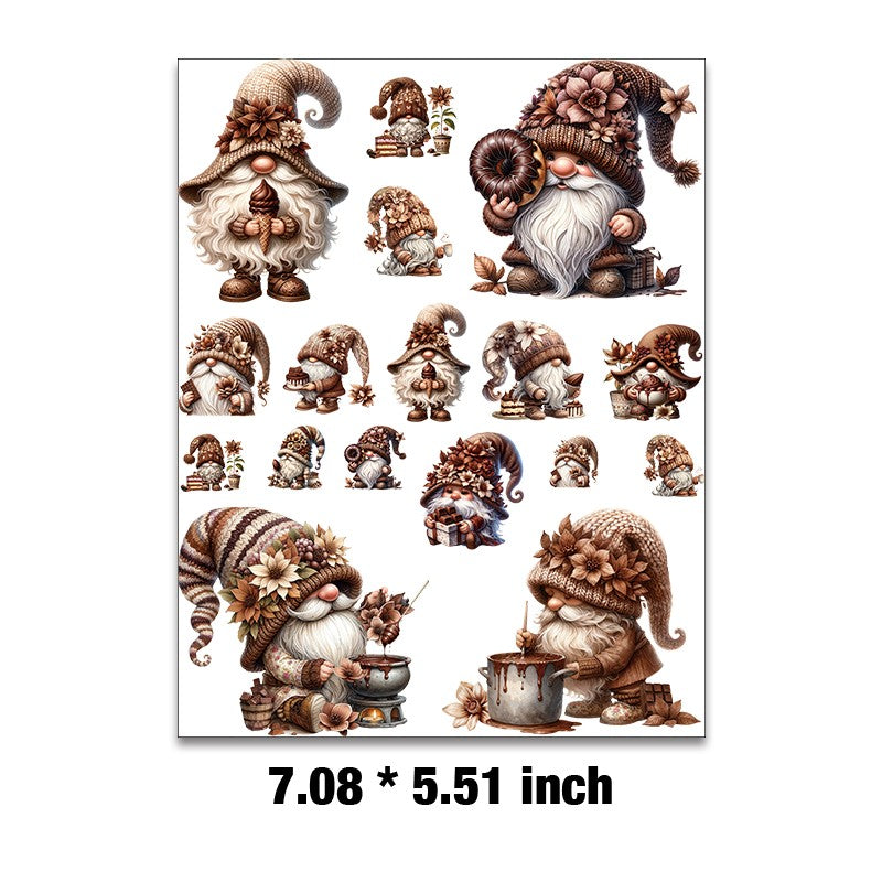 E-124- Chocolate gnome Embossed sticker 1 Pcs