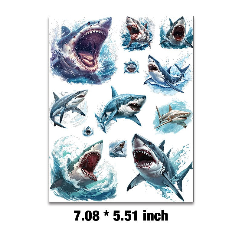 E-125- Shark Embossed sticker 1 Pcs