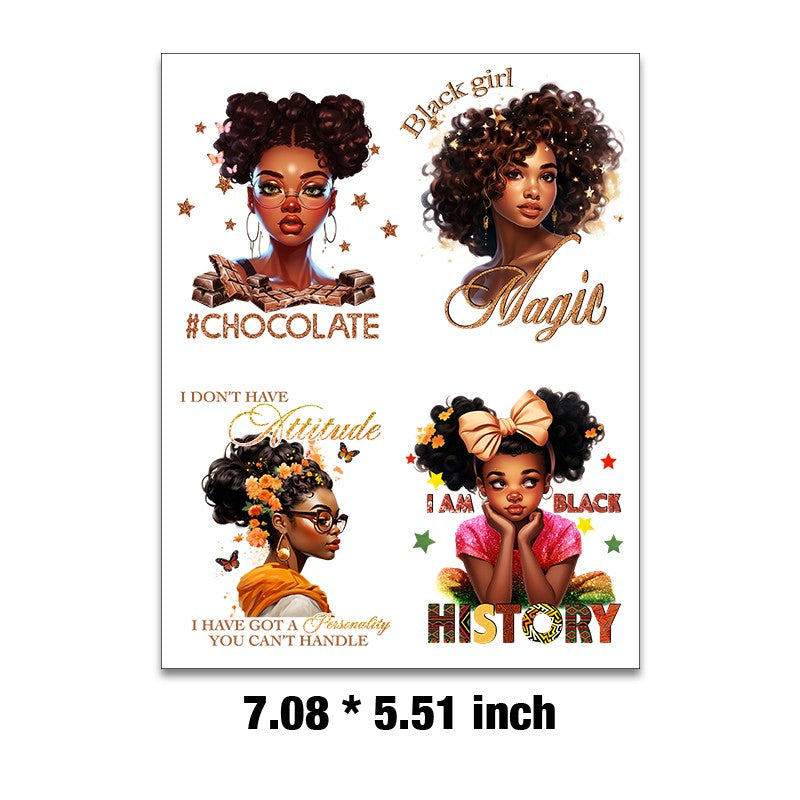 E-13- Black girl Embossed sticker 1 Pcs