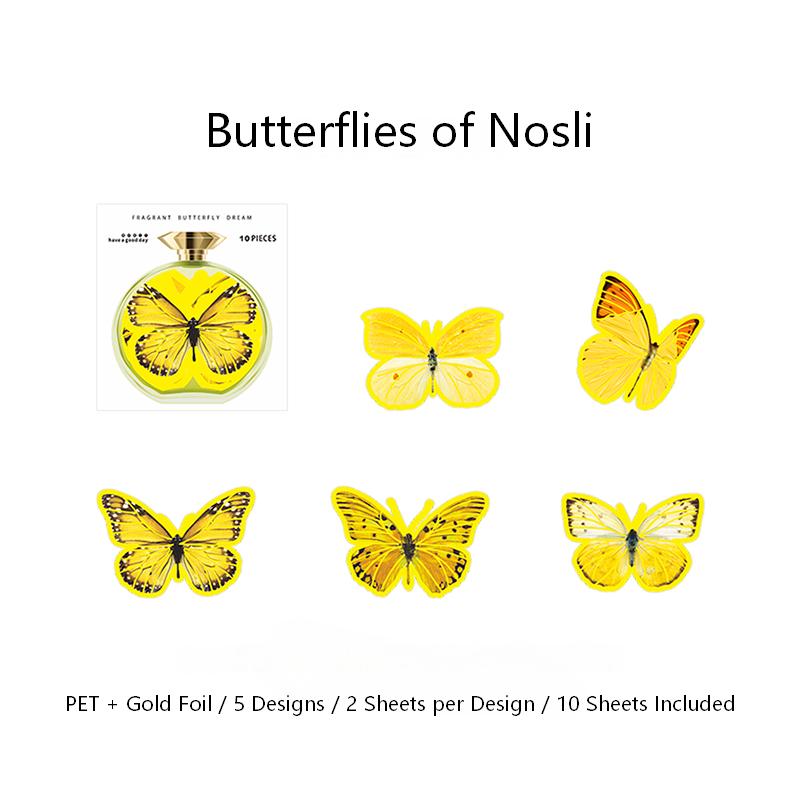 Scented Butterfly Dream PET Stickers -10Pcs each pack