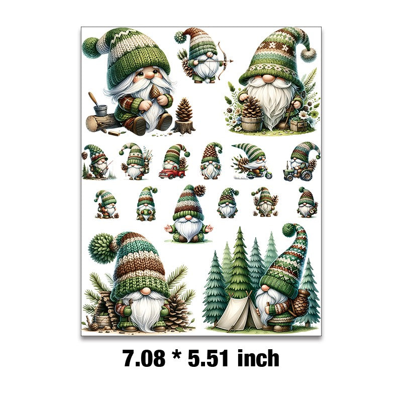E-127- Pine cone gnome Embossed sticker 1 Pcs