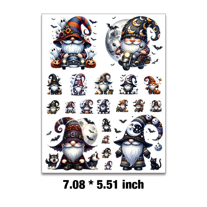 E-128- Halloween gnome Embossed sticker 1 Pcs