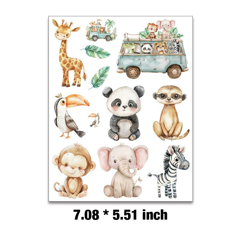 E-130- Animals collection Embossed sticker 1 Pcs